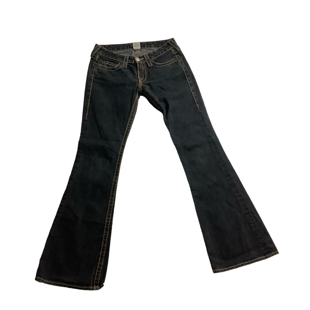 True Religion Bobby Big T Black Wash Jeans Size 28 Embroidered